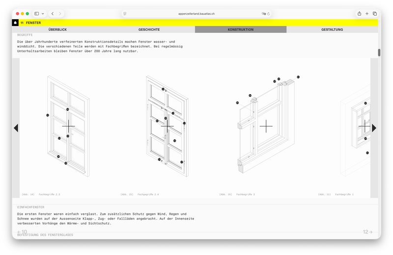 E-Nachschlagewerk für das Bauen an historischen Häusern - Appenzellerland – Baustein: Slideshow mit mehreren Zeichnungen – E-Nachschlagewerk für das Bauen an historischen Häusern